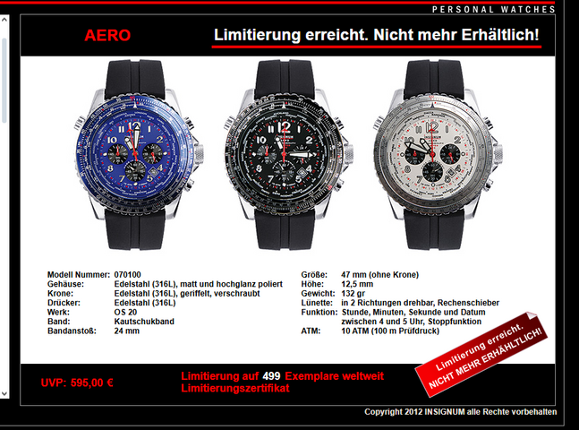 Originale INSIGNUM AERO Chronograph Rarität.