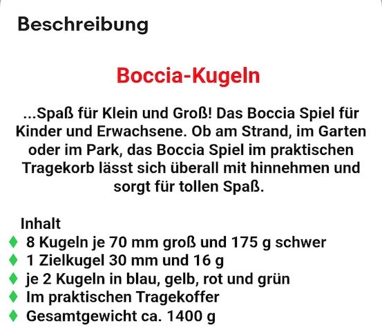 Boule/Boccia Spiel Set mit 8 Kugeln im Tragekoffer Boule Petanquekugeln,unbenutzt