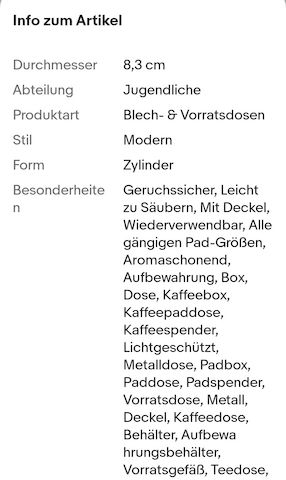 Kaffeepaddose Vorratsdose Paddose für 20x Senseo Tchibo Kaffeepads Dose Pad Box