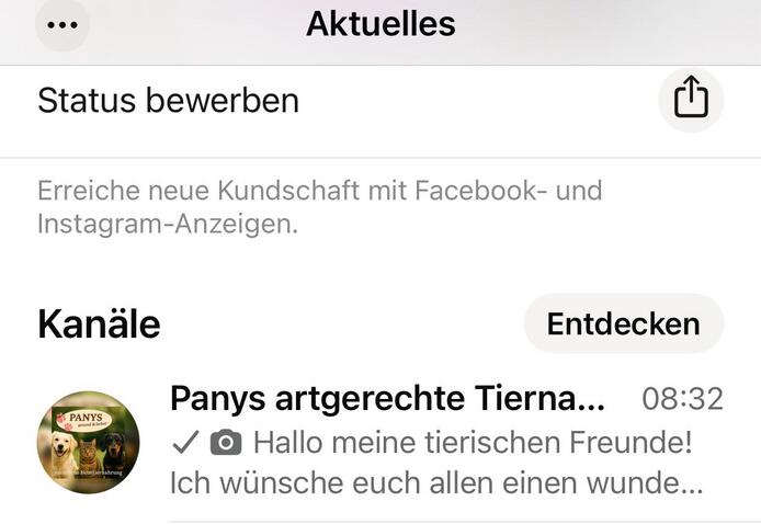 Panys Tiernahrung & Zubehör – 5 % Rabatt,  WhatsApp-Kanal kostenlos