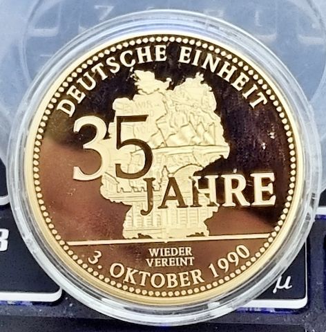 Gedenkmünze 35 JAHRE DEUTSCHE EINHEIT | 24K-vergoldet |Vers. 2,40