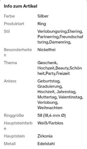 2x Ring Edelstahl Damenringe Eheringe Verlobungsringe Freundschaftsring