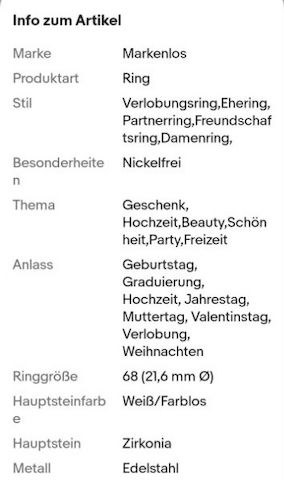 2x Ring Edelstahl Damenringe Eheringe Verlobungsringe Freundschaftsring