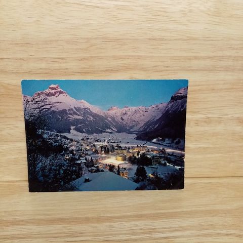 Postkarte-Engelberg mit Hahnen und Spannörter.