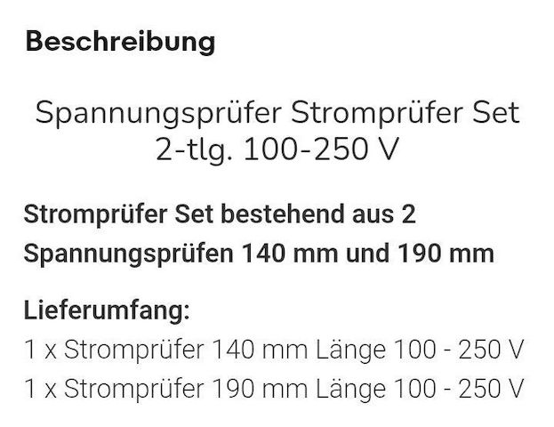 Spannungsprüfer Set 2-tlg Sromprüfer 100-250 Volt Schraubendreher Stromtester