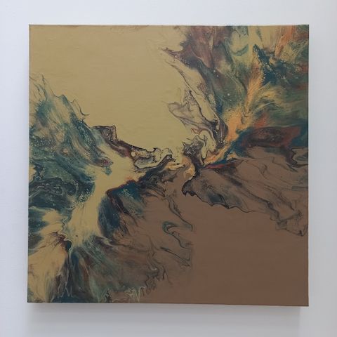 Einzigartiges Pouring Gemälde–Handgemalte Acrylkunst auf Leinwand