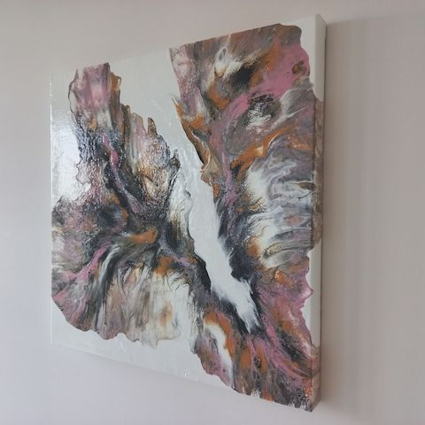 Kunst in Bewegung – Abstraktes Pouring Gemälde, handgemalt