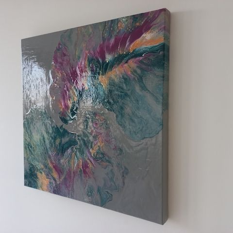 Kunst in Bewegung – Abstraktes Pouring Gemälde, handgemalt