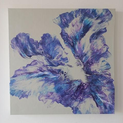 Einzigartiges Pouring Gemälde–Handgemalte Acrylkunst auf Leinwand