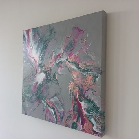 Galaxy Flow – Abstraktes Dutch Pouring Bild mit Metallic-Akzente