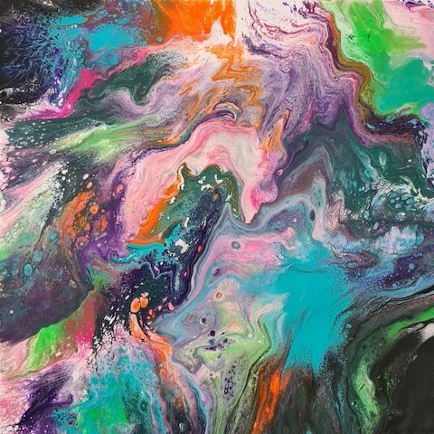 Moderne Wandkunst – Abstraktes Bild in Dutch Pouring Stil