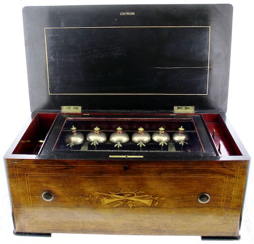 Antikes Walzenspielwerk um 1870 mit 6 Glocken