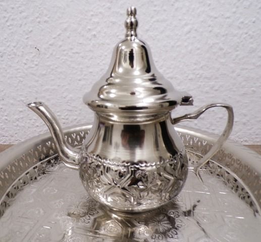 Orientalischer Teeset Unikat Marokko Fes Teeglas Teekanne Tablett