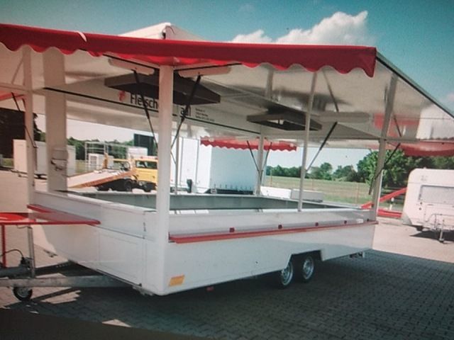 Verkaufe zwei Verkaufsanhänger – 6 m Verkaufsraumlänge.