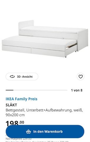 Bett mit Ausziehbett und Bettkasten Släkt Ikea