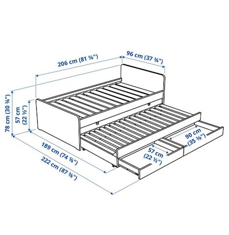 Bett mit Ausziehbett und Bettkasten Släkt Ikea
