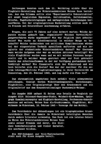 Weisse Rose - Dauer - Ausstellung, weltweit einzigartig und einmalig (Schenkung)