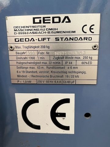 Geda 200kg Aufzug Dachdeckerlift Bauaufzug 15m in neuwertigem Zustand