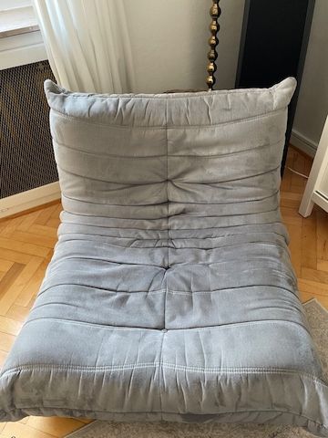 Ligne Roset Togo Couch Komplettset 3, 2, 1, Ecke, Hocker grau Microfaser Sessel