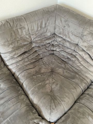 Ligne Roset Togo Couch Komplettset 3, 2, 1, Ecke, Hocker grau Microfaser Sessel