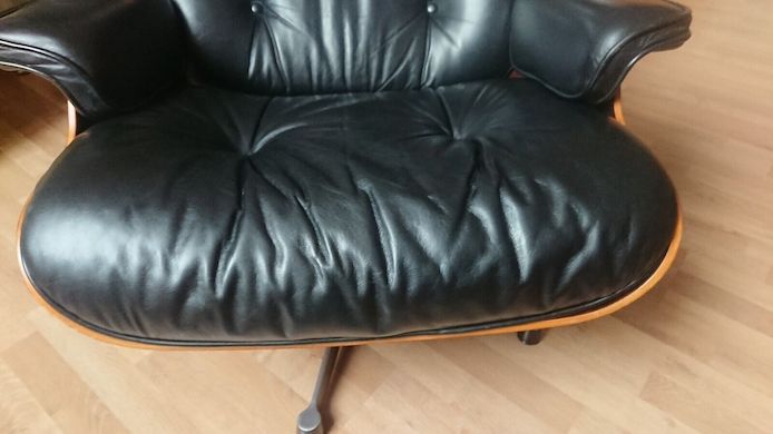 Lounge Chair Palisander  Leder schwarz Eames