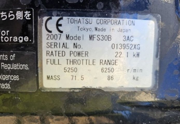 30PS Tohatsu 4takt Direkteinspritzer Powertrimm Aussenborder Kurzschaft EW 2015