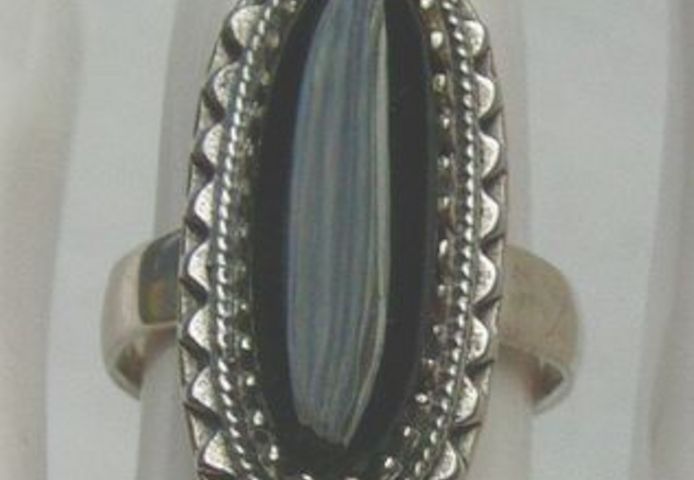 Ring, 925 Silber mit gefassten Onyxstein