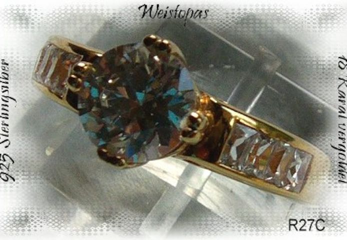Ring, 925 Silber, vergoldet mit Topassteinen