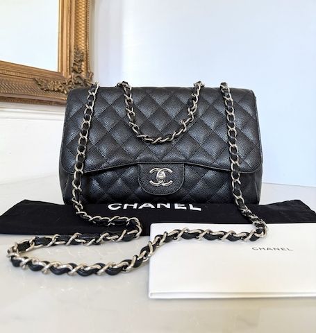 Chanel Timeless Jumbo Caviar Flap Bag CC