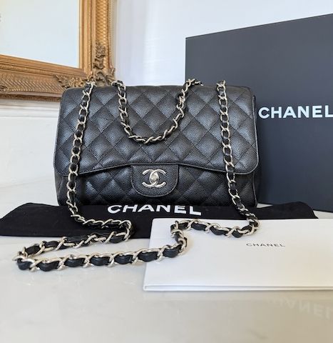 Chanel Timeless Jumbo Caviar Flap Bag CC