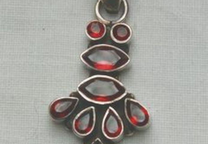 Granatanhänger, 925 Silber, massiv