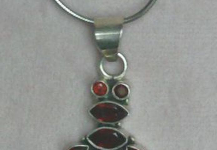 Granatanhänger, 925 Silber, massiv