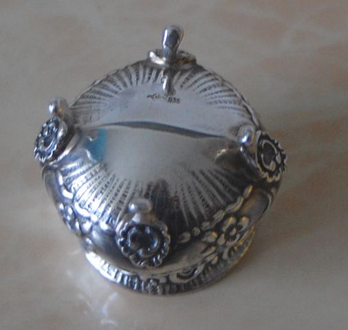 Antik: Zuckerdose mit Zange Albert Bodemer 835 Silber