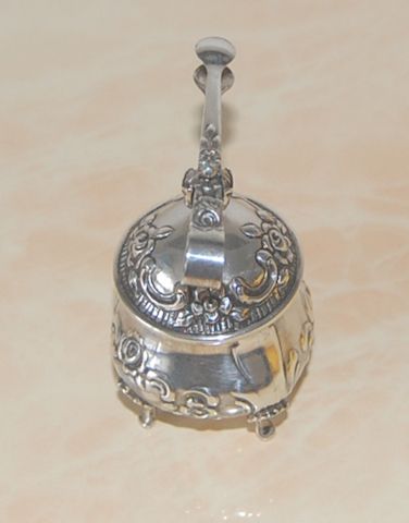 Antik: Zuckerdose mit Zange Albert Bodemer 835 Silber