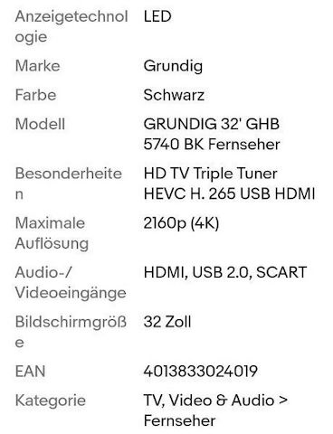 GRUNDIG 32" HD LED TV