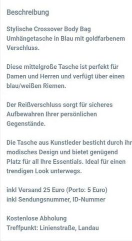 Stylische Crossover Body Bag Umhängetasche