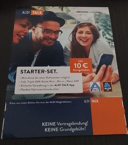 Aldi Talk Starterset mit SIM-Karte, 10 € Startguthaben
