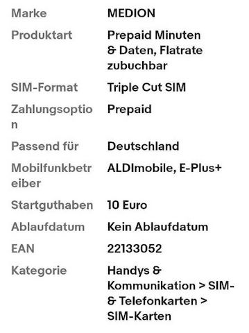 Aldi Talk Starterset mit SIM-Karte, 10 € Startguthaben
