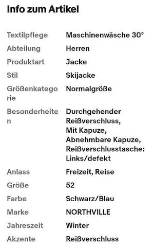 Herren Winter Skijacke mit zwei Reißverschluss Taschen