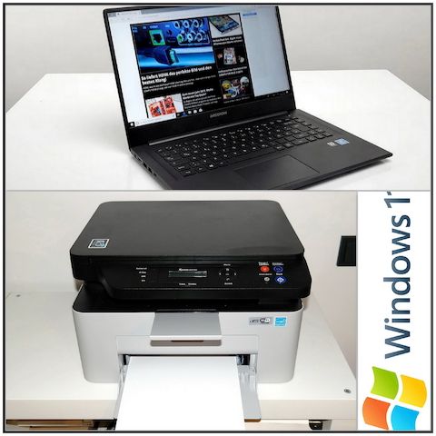 Notebook, Windows 11, SSD, Laserdrucker, Tasche, Büro Set