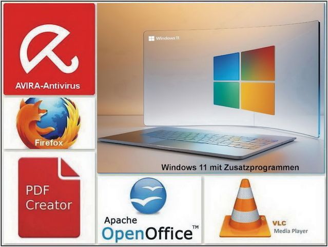 Notebook, Windows 11, SSD, Laserdrucker, Tasche, Büro Set
