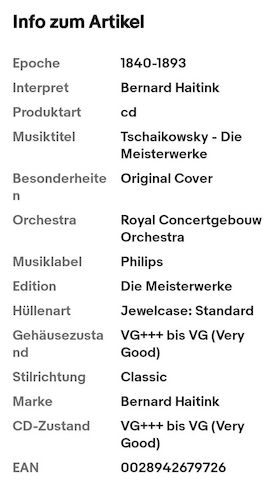 Box-Set Tschaikowsky - Die Meisterwerke von Bernard Haitink | CD | Zustand gut