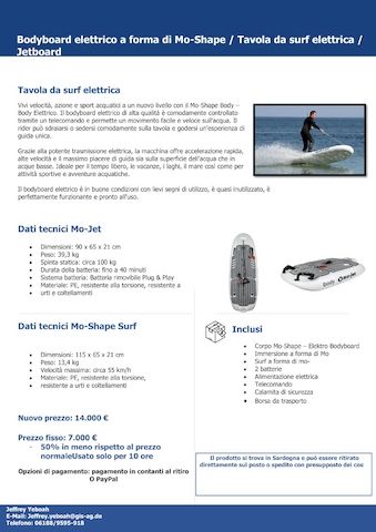 Mo-Shape Elektro Bodyboard / Elektrisches Surfboard / Jetboard
