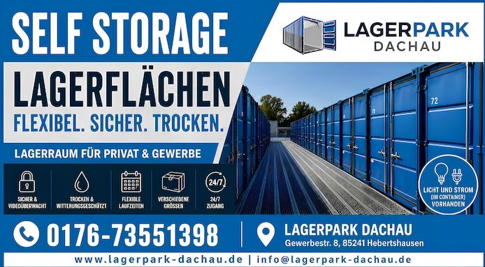Lagerpark Dachau-Garage-Selfstorage-Lager-Lagercontainer-Einlagerung- Abstellraum + Licht + Strom