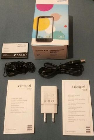 Original Zubehör: Alcatel PIXI 4 (5) Handbuch Ladegerät Strecker Kopfhörer Akku, ohne Handy
