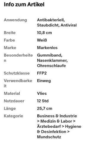 FFP2-Schutzmasken: Mund-Nasen-Schutz (NEU) 