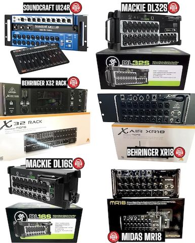 Behringer X32, Midas M32 LIVE, Yamaha MGX, Soundcraft Ui24R, PreSonus StudioLive 32SC,