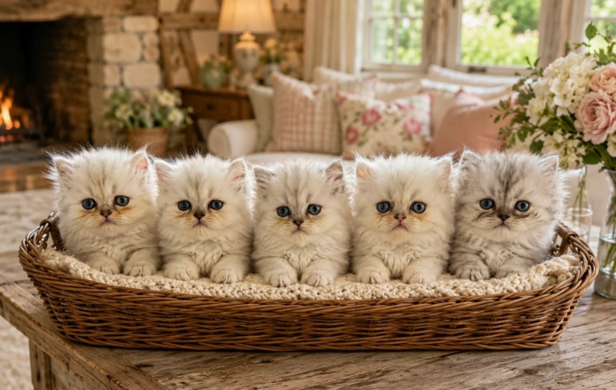 Gesunde, luxuriöse Chinchilla-Perserkatzen mit Puppengesicht suchen ein neues Zuhause.