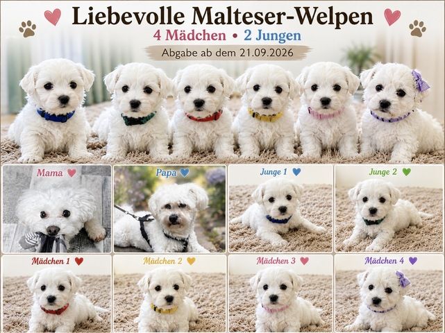 Liebevolle Malteser-Welpen – 4 Mädchen & 2 Jungen