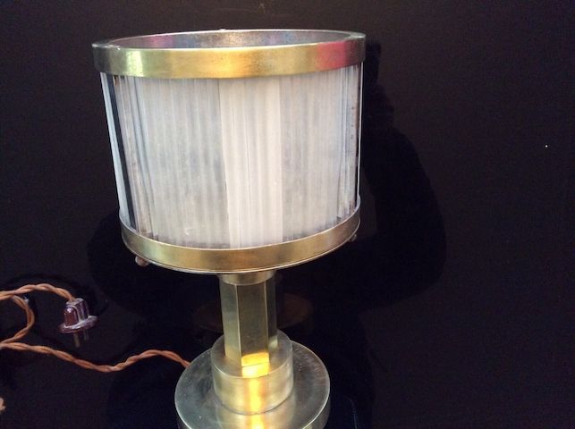 Art Deco Lampe Verre Brass Moderniste Louis Sognot
